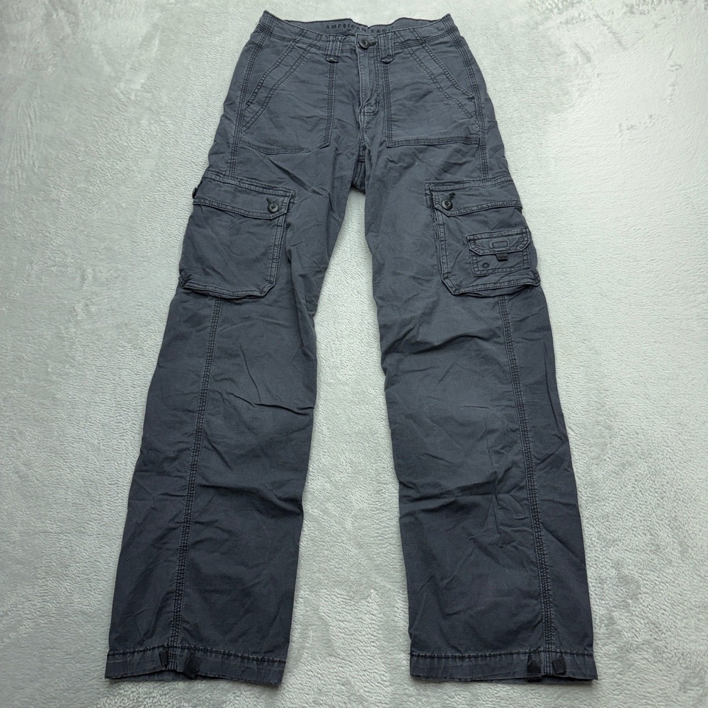 American Eagle Cargo Pants Womens 00 Regular Gray Cotton Stretch Utility